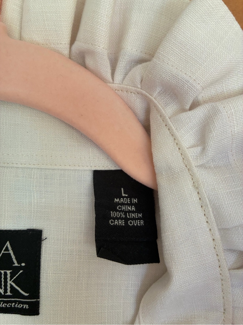 Jos. A. Bank Cream Ruffle Collar Button-Front Blouse - Picture 5 of 6